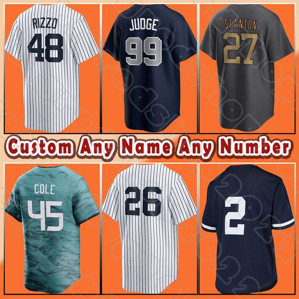 Yankees Gerrit Cole Aaron Judge Maglie da baseball Carlos Rodon Anthony Rizzo Gleyber Torres Derek Jeter Josh Donaldson DJ LeMahieu Jameson Taillon Trevino Hicks