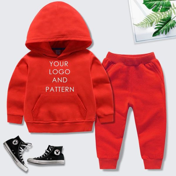 Set da corsa Maglione con cappuccio per bambini Set sportivo in due pezzi in puro cotone per ragazzi e ragazze Logo personalizzato