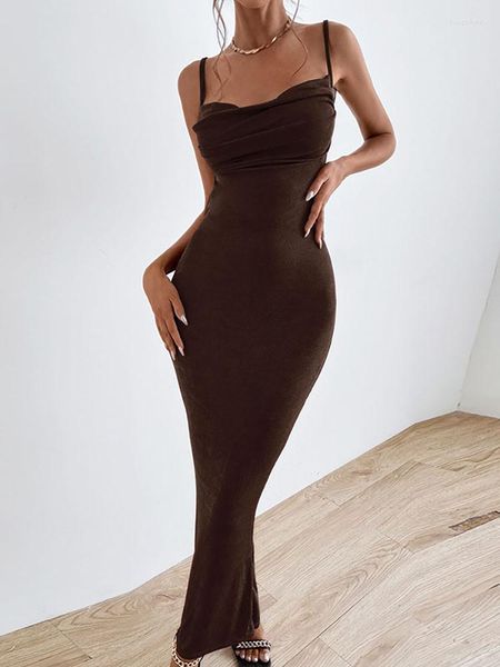 Casual Kleider Elegante Gefaltete Lange Für Frauen Sommer Mode Hosenträger Frauen Kleid Party Sexy Low Cut Backless Weibliche Feste Vestidos