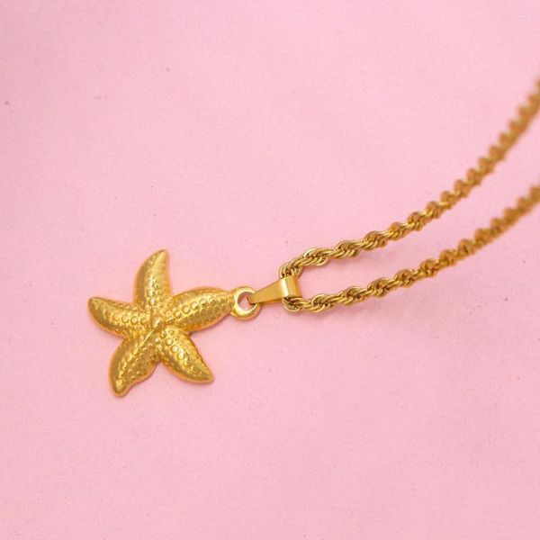 Colares com Pingente Feminino da Moda Feminino Colar Twsit Banhado a PVD Aço Inoxidável Estrela do Mar Jóias à Prova de Ferrugem