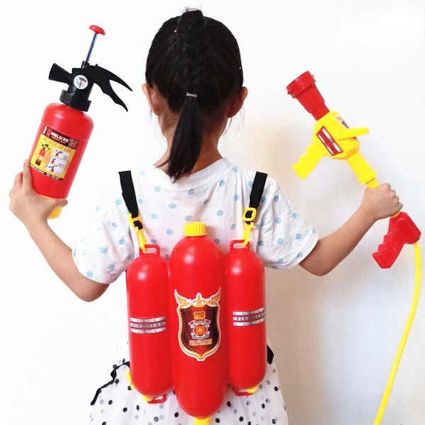 Sand Play Water Fun Fireman Extinguisher Water Guns Mochila Water Shooter-blaster Beach Pool Toy Outdoor Kids Fireman Cosplay Pistola Extinguisher 230717