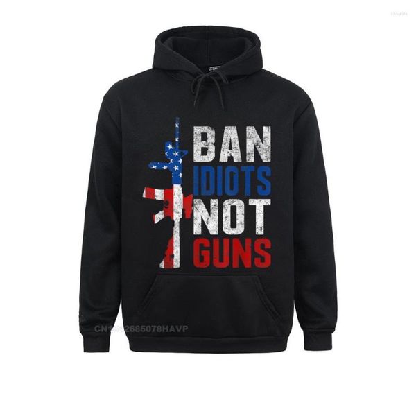 Herren Hoodies Pro Second Amendment Gun Rights Ban Idiots Not Guns Hoodie Hochwertige Herren Sweatshirts Langarmkleidung