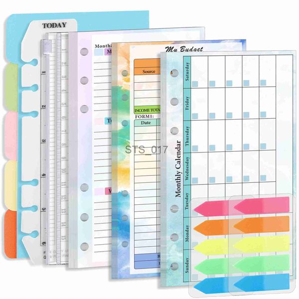 Blocos de notas Anotações Novo A6 Folha Solta Caderno Refil Fichário em espiral Página interna Página de orçamento Semanal Mensal Papel interno Artigos de escritório Material de escritório x0715