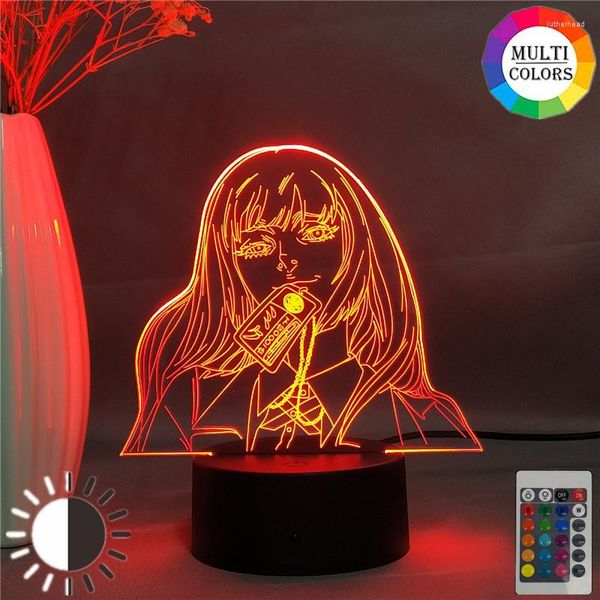 Luci notturne Lampada anime Yumeko Jabami da Kakegurui Compulsive Gambler Regalo per arredamento camera da letto Nightlight Cute Japanese Waifu Led Light