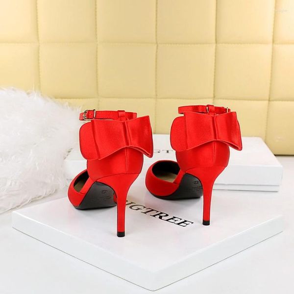 Chaussures habillées BIGTREE Printemps Mode Femmes 8 cm Rouge Mince Talons Hauts Pompes Stiletto Douce Dame Papillon Noeuds Bureau Dames De Mariée