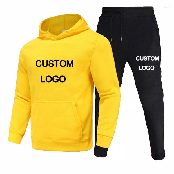 Erkek Trailtsits Özel Logo Trailsuit Set Sıradan Erkek Giyim Hoodies Suit Sweatshirt Sweatpants Spor Giyim