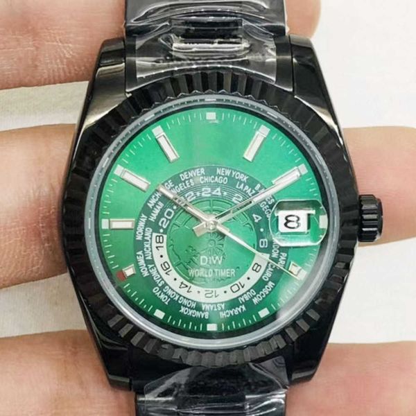 Atacado Top Original R olax Watch online shop Automático Mecânico Novo Espaço Elétrico Preto Verde Relógio H Com Caixa de Presente