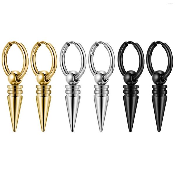 Orecchini a cerchio BONISKISS Punk Spike Cone Rivet Ciondola Acciaio inossidabile Unisex Per uomo Donna Gioielli Hip Hop Rock Gioielli regalo