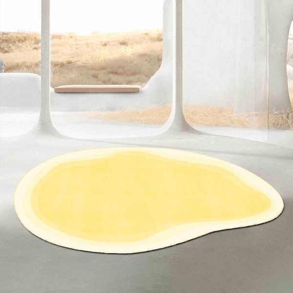 Teppiche Neue Nachahmung Kaschmir modern minimalistisch unregelmäßig elliptisch grau gelb beige weiß Wohnzimmer Schlafzimmer Teppich Bodenmatte R230717