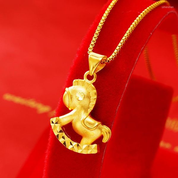 Colares com pingente banhado a ouro 24 quilates para mulheres colar de cavalo bonito festa étnica aniversário noivado jóias
