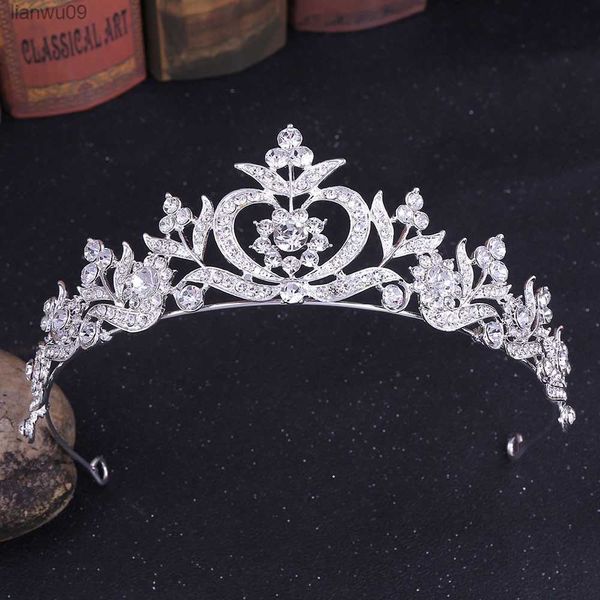 Baroque Princesa Tiaras e Coroa Strass Tiara para Noiva Casamento Luxo Flor de Cristal Cocar de Cabelo Jóias Diadema L230704