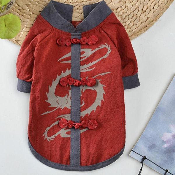 Vestuário para cães Roupas para animais de estimação Estilo chinês Cosplay Combinado com a pele Tang Terno Casaco Camiseta de verão com capuz