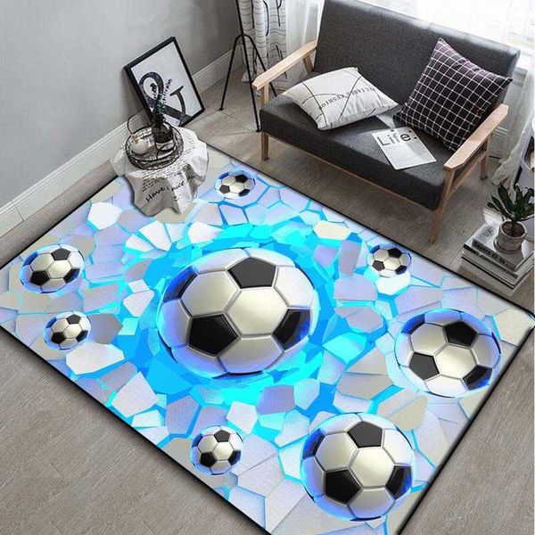Teppiche 3D Fußball Mosaik Swirl Vision Teppich Kinderspielplatz rutschfeste Bodenmatte Teppich Home Wohnzimmer Schlafzimmer Dekoration R230717