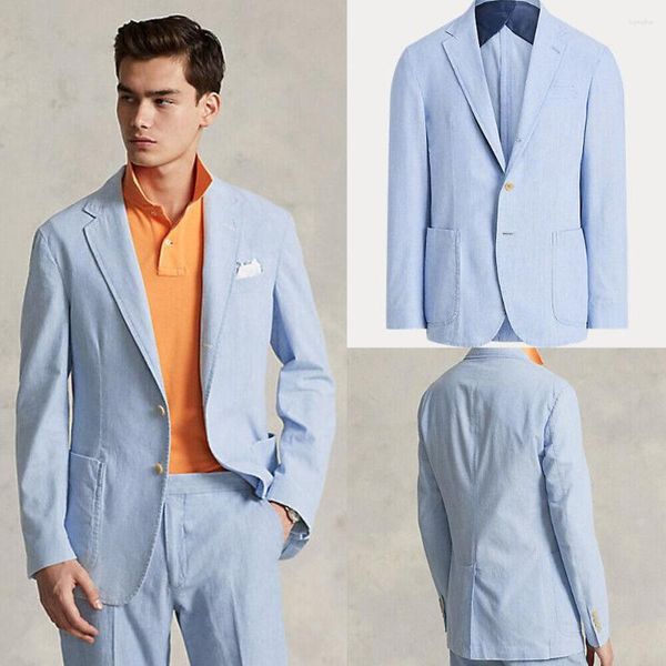 Ternos masculinos trajes de seio único para homem vestido de linho festa à noite elegante luxo celebridade conjunto de duas peças cor sólida