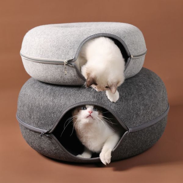 Кошачьи игрушки кошки корзина натуральная войлока для домашних животных кошачьи кровати гнездо смешное круглое яичное тип с ковриком для маленьких собак.