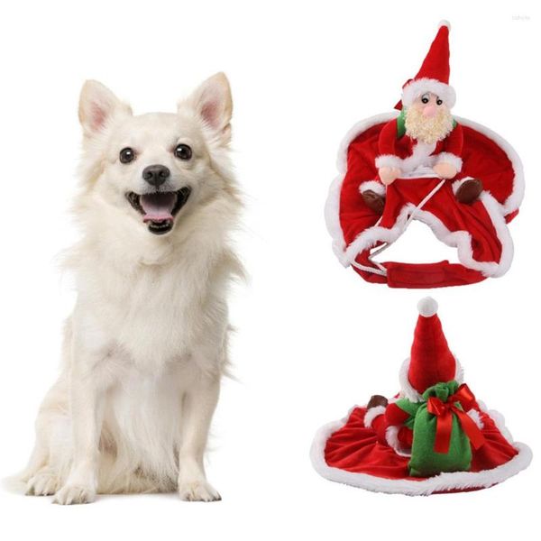 Vestuário para cães inverno cães quentes Papai Noel roupas para equitação animais de estimação roupas de Natal trajes de cachorro engraçado animal de estimação Natal jaqueta casaco