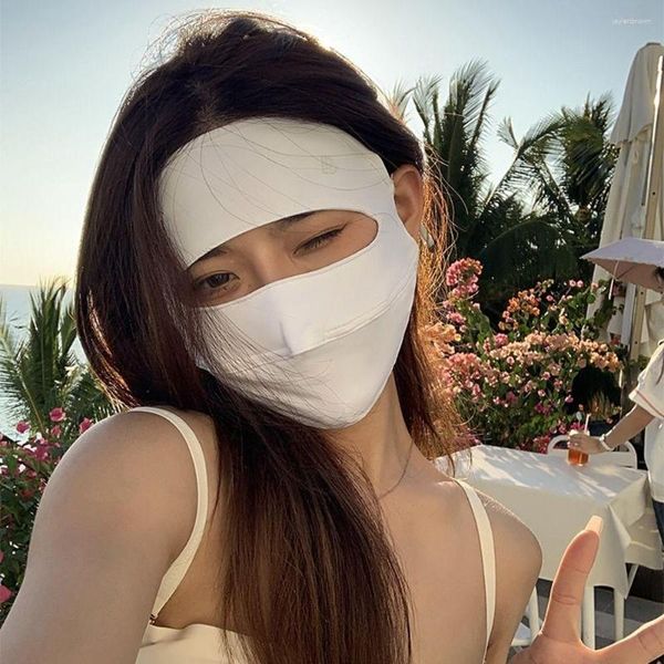 Bandanas cor sólida proteção para os olhos protetor solar véu para mulheres máscara facial Gini cachecol capa de seda