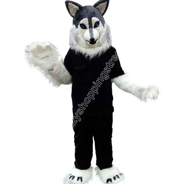 Polizeigraues Wolf Maskottchen Kostüm Walkween Anzug Party Rolle Spiel Weihnachten und großes Eventspielkostüm