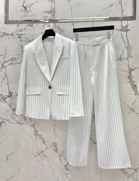 Set di pantaloni a due pezzi da donna giacca firmata di marca di lusso Commuter nuovo set sportivo retrò High Tide The Coaster Odyssey Wonderland Stripe suit Hot Diamond Set