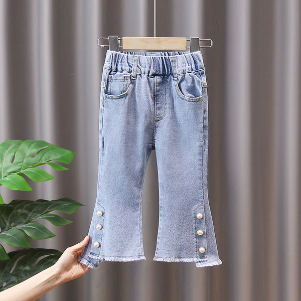 Primavera Toddler Kids Girls Clothes Elastic Band Flare Jeans Pantaloni per bambini Abbigliamento per ragazze Outer Wear Fashion Design Jeans