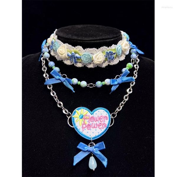 Choker Y2K Zubehör Lolita Edelstahl Halsketten für Frauen DIY Schmuck trendige mehrschichtige Damen Halskette
