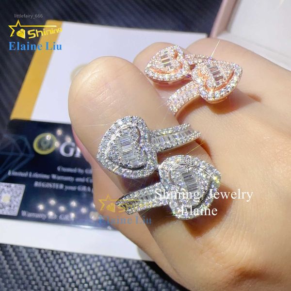 Оптовая цена модные ювелирные украшения серебряное серебро VVS Moissanite Heart Rings