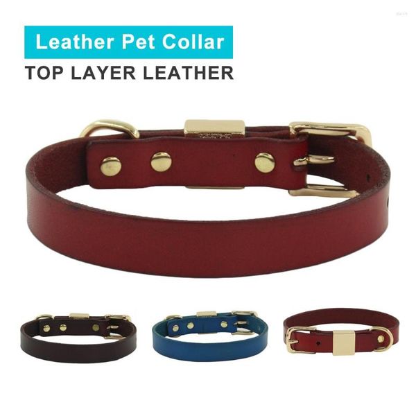 Hundehalsbänder Halsband für kleine mittelgroße Hunde, obere Schicht aus Rindsleder, verstellbar, weiches Haustier, glatte Oberfläche, Retro-Farbe, einfache Ketten