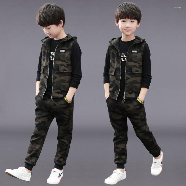 Kleidung Sets Kinder Baby Jungen Winter Kleidung 3 stücke Brief Trainingsanzug Camouflage Tops Hosen Anzug Kinder Jungen 10 bis 12 Jahre alt