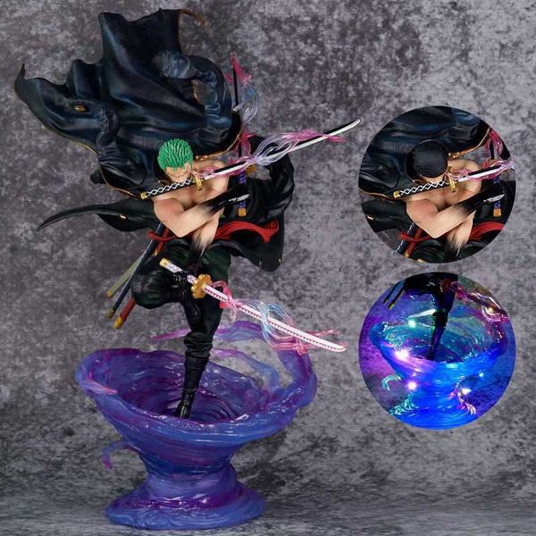 Аниме манга 40 см zoro gk model 3- нож один кусок аниме-фигура Zoro Asura Zoro Luminous Figure Domp Decor Decore Ornament Collection Toys L230717