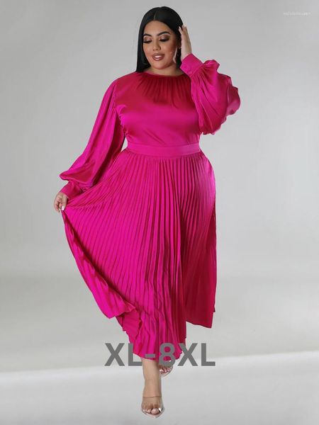 Plus -Size -Kleider für Frauen Herbst Kleidung Olegale plissierte elegante Party süße Maxi Kleid Ganz 3xl 4xl 5xl 6xl