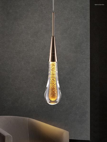 Luminárias pendentes lustre de gota de água pós-moderno quarto de luxo cabeceira pequena janela saliente candeeiro criativo para sala de jantar