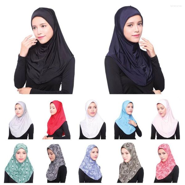 Schals muslimische Frauen innere Hijab Headscarf Cap Islamic Full Cover Hut reine Farbe Einfacher Stil Sets Seidenschal