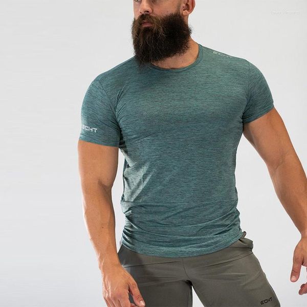 Herren-T-Shirts, ECHT-T-Shirt, kurzärmeliges Herren-Shirt, für Fitnessstudios, Bodybuilding, hautenges thermisches Kompressions-Workout-Top