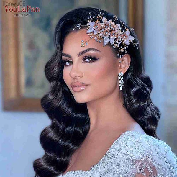 TOPQUEEN HP358 Pente de Cabelo de Casamento para Noiva Liga de Flor Touca de Noiva Mulher Acessórios de Cabelo Princesa Presilha de Cabelo L230704