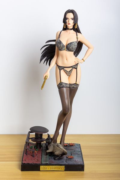 Karikatür Figürleri 50cm Anime Tek Parça GK Boa Hancock Siyah Suit Ver Seksi Çıplak Kız Model PVC Anime Action Hentai Figür Yetişkin Oyuncak Bebek Hediye