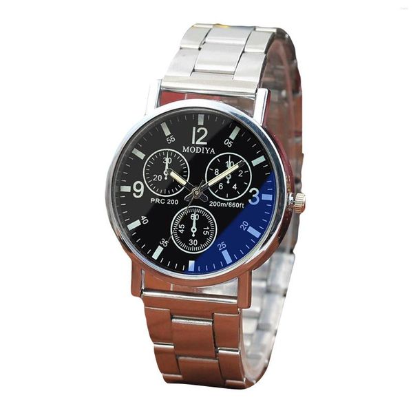 Armbanduhren modische Männer Multi -Zeitzone Einfache Stahlband Quarz Uhr Streifen Casual Fashion Gurt für Geschenkgipfel