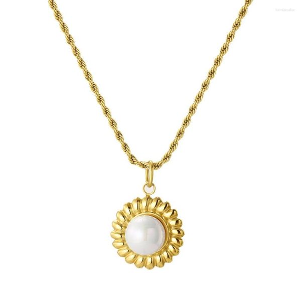 Anhänger Halsketten WILD FREE Vergoldete Edelstahl Twist Ketten Halskette Für Frauen Vintage Luxus Perle Wasserdicht Schmuck Geschenk