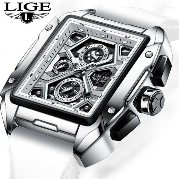 Orologi da polso LIGE Luxury Casual Sport Watch Top Brand Cronografo creativo Cinturino in silicone Data Luminoso Impermeabile Grandi uomini Orologi Uomo
