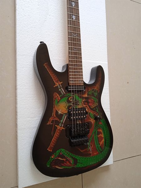Guitarra elétrica Skulls Snakes George Lynch Assinatura Floyd Rose Tremolo Bridge, porca de travamento, hardware preto