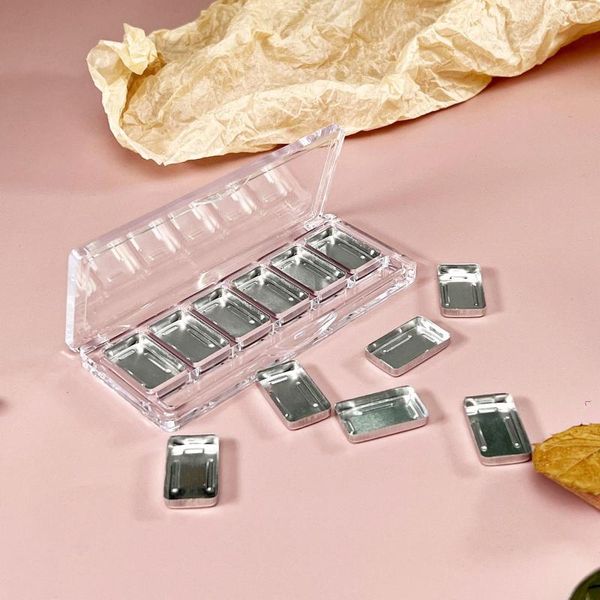 Aufbewahrungsflaschen, transparent, 6 Fächer, leere Lidschattenschale, DIY-Probenpalette, Augen-Make-up-Verpackungsbox für Anfänger, individuelle Behälter