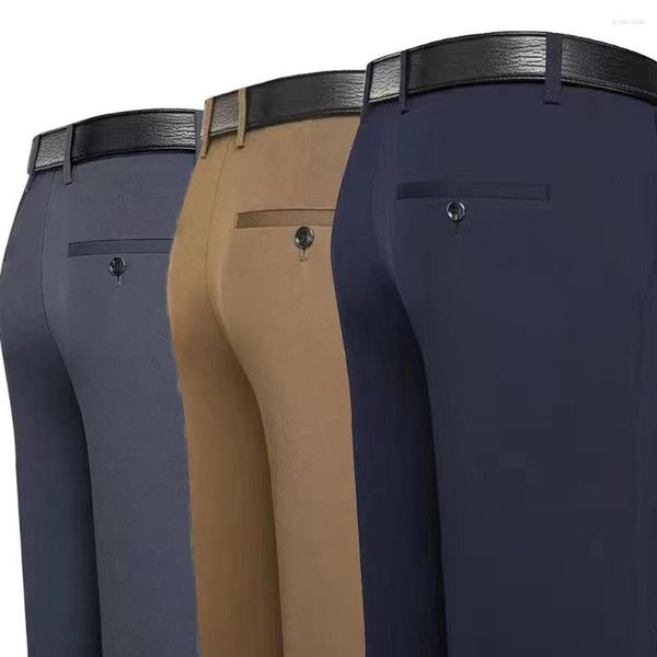 Pantaloni da uomo 2023 Pantaloni eleganti Gamba dritta Uomini di mezza età Casual larghi sottili per uomo a vita alta