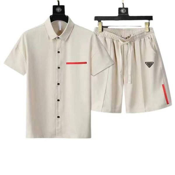 camiseta de grife masculina bermuda de grife terno triângulo logotipo carta impressão lapela camisa masculina casual esportes versáteis camisas de moda shorts conjunto masculino