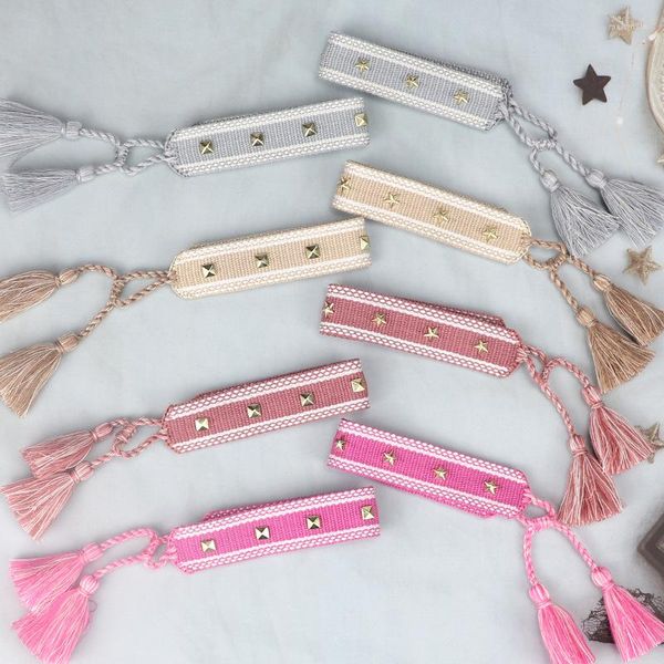 Braccialetti con ciondoli ricamati a mano fascia da polso nappa stella braccialetto intrecciato gioielli da donna all'ingrosso di buona qualità