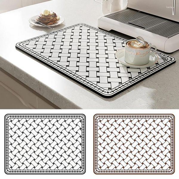 Esteiras de mesa para cafeteira, bandeja, material de diatomácea, antiderrapante, para máquina, para acessórios de cozinha