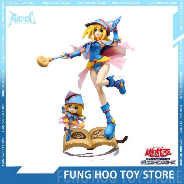 Anime Manga Yu Gi Oh Estatueta 28cm Mana Anime Figura Magic Girl Figura Dark Magician Modelo de Ação Pvc Estátua Boneca Coleção Decoração Brinquedos L230717