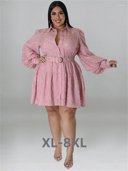 Plus Size Kleider für Frauen Langarm Button Floral Bedrucktes elegantes Midi-Hemdkleid Großhandel Tropfen 3XL 4XL 5XL 6XL