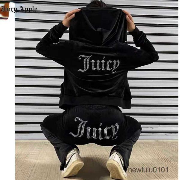 2023 Juicy Apple Damen Trainingsanzüge Veet Nähanzüge Outfit Zweiteiliges Jogging-Set Velours Sweatshirt Hoodie Hosenanzug Damen Y2k ess