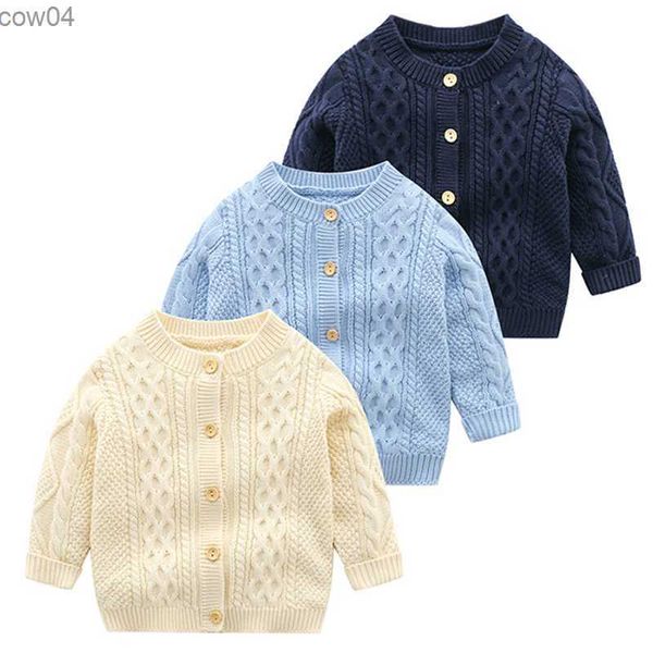 Nuovo cardigan maglione per bambini lavorato a maglia ragazzi ragazze bambino solido maglione fatto a mano infantile monopetto cardigan bambini vestiti appena nati L230625