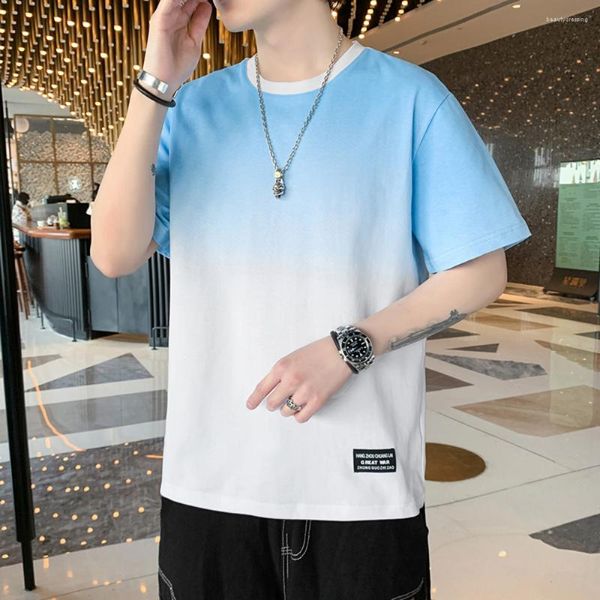 T-shirt da uomo T-shirt sfumata per uomo Estate Moda coreana Slim Fit Top Abbigliamento uomo Streetwear Casual T-shirt manica corta