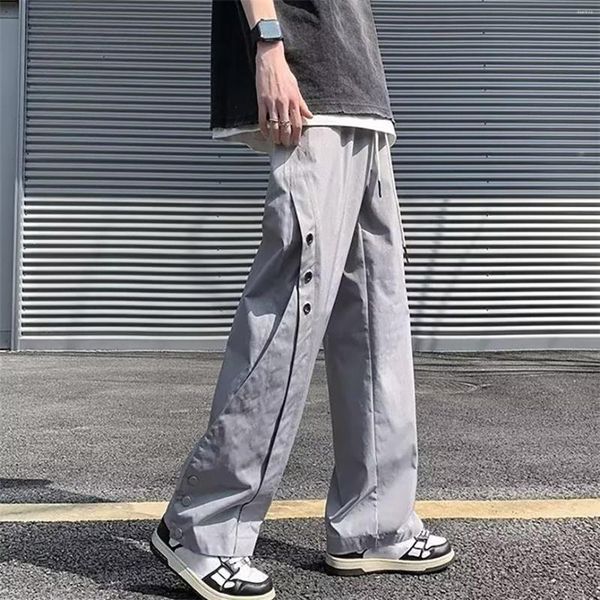 Männer Hosen Lose Gerade Casual Atmungsaktive Hosen Sport Mit Knopf Design Kordelzug Multi Pant Ropa Hombre